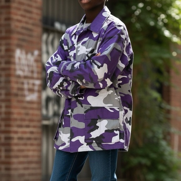 Unisex Purple Camouflage Thin Jacket - Picture 2 of 16